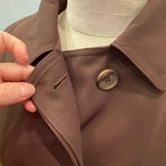 Talbots Womens Olive Green Classic Trench Coat / Removable Lining/ Size 4 Petite - Picture 4 of 15